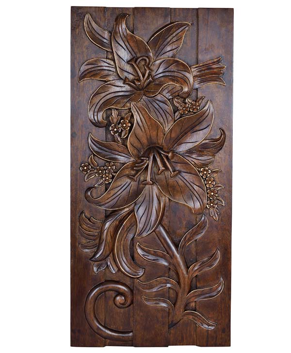 Intricately Hand Carved Flower & Leaf Art