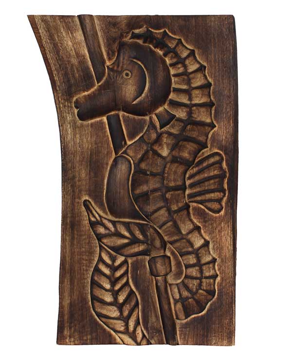 Intricately Hand Carved Sea Horse Art