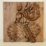Incricately Hand Carved Lotus & Leaves Wall Art