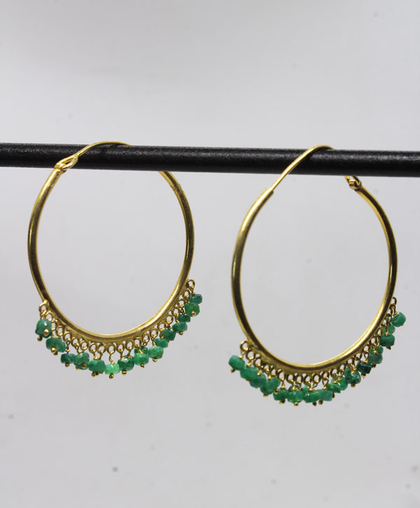 Green Tassel Hoops