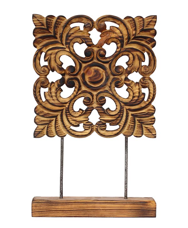 Burnt Effect Hand Carved Art Piece