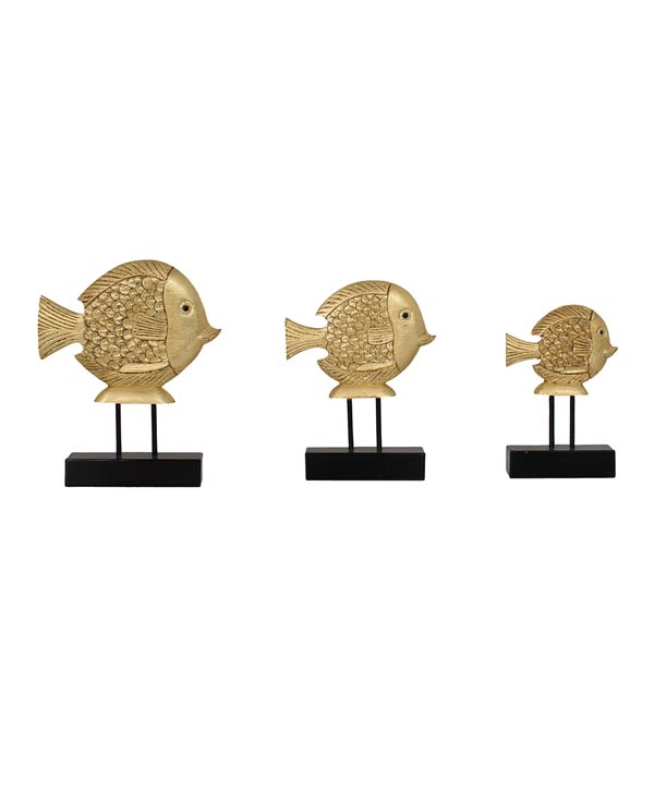 Set of Three Golden Fishes