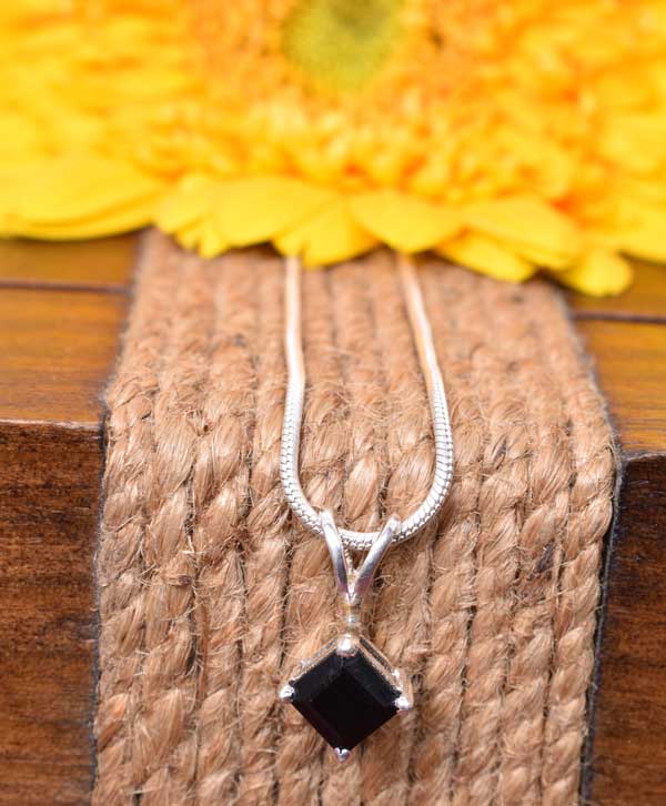 Black Onyx & Silver Design Pendant