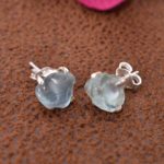 Flower Design Blue Topaz Stone Earrings