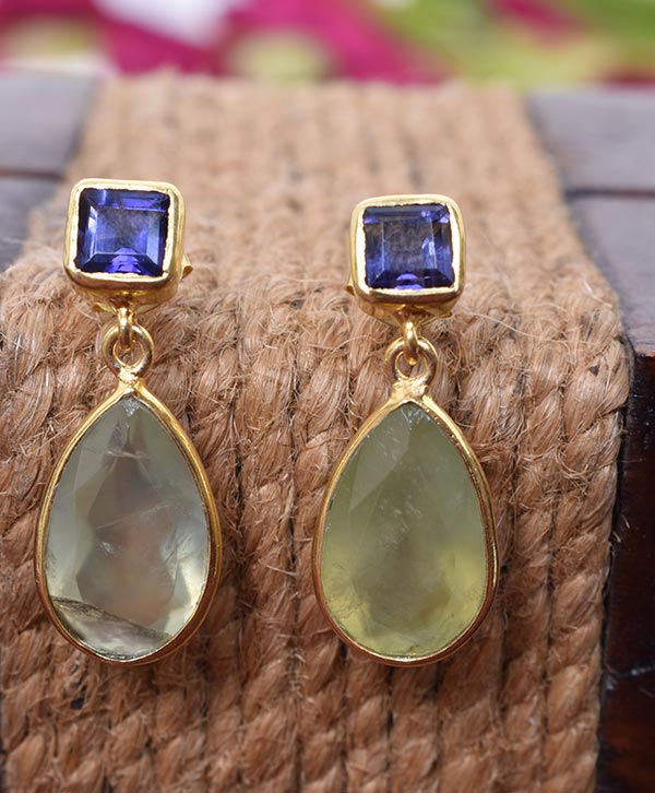 Prehnite & Iolite Modern Earrings