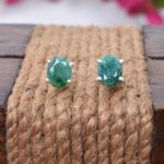 Emerald & Silver Stud Earings