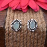 Aqua Chalcy Stone & Silver Modern Earrings