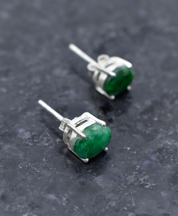 Died Emerald Stud Earrings