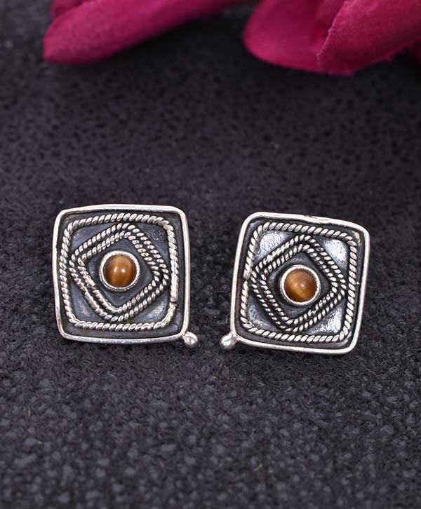 Tiger Eye Square Studs