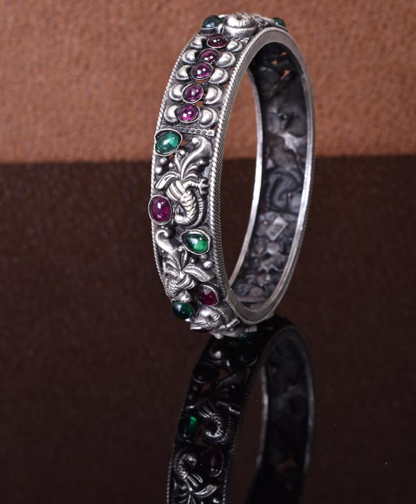 Temple Design Silver Bangles