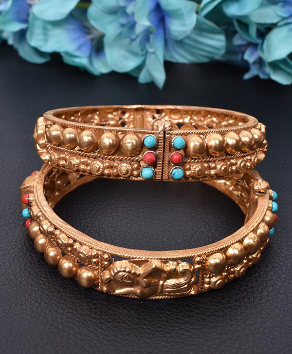 Turquoise Gold Kada Set