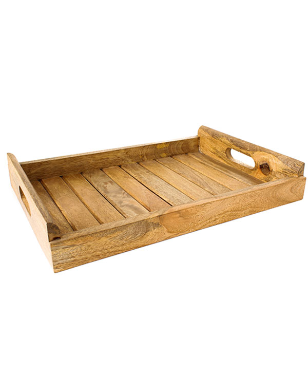 Wooden Tray With Grooves Design