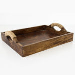 Wooden Tray With Jute On Handles