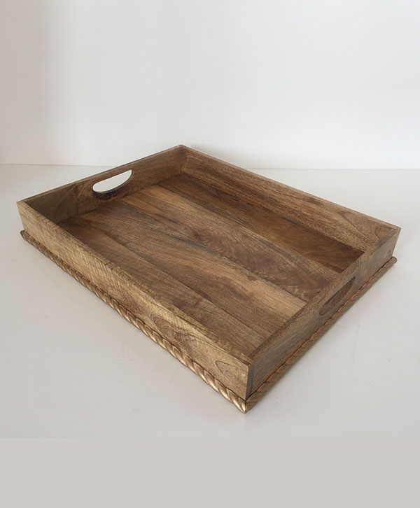 Wooden Tray With Beading Design