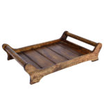 Wooden Tray With Cylindrical Handles