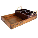 Wooden Tray With Bottle Holder