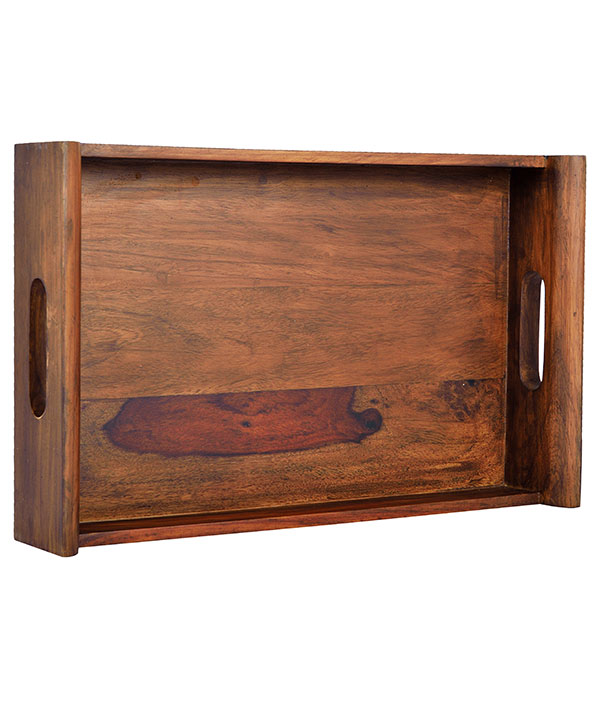 Natural Wood Tray With Solid Handles (Medium)