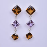 Citrine & Amethyst Delicate Hanging Earrings