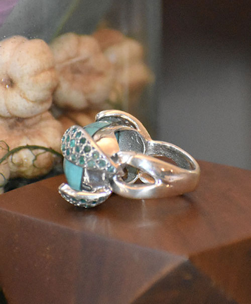 Turquoise & Emerald Ring - Platear