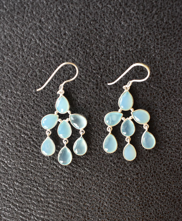 Aqua Chalcy Wired Earrings - Platear