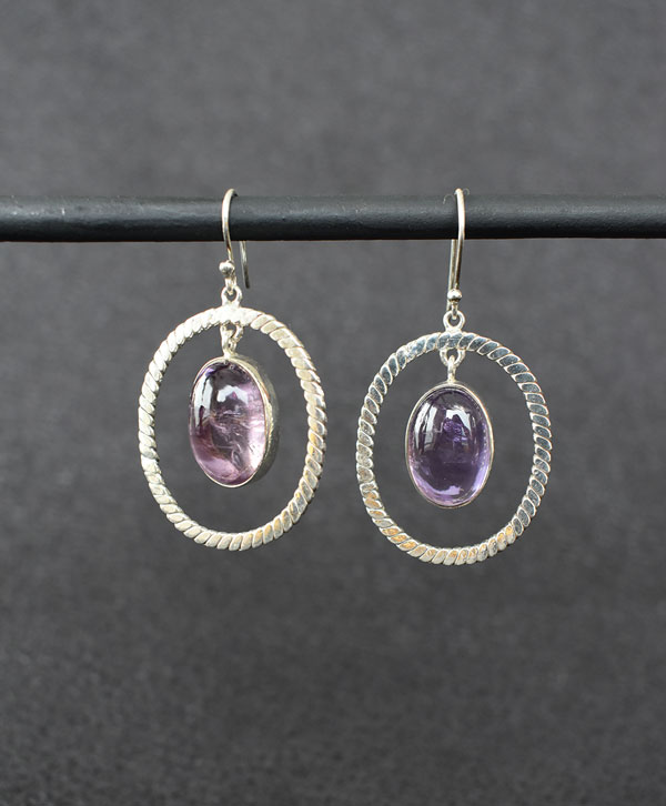 Amethyst Wired Earrings - Platear