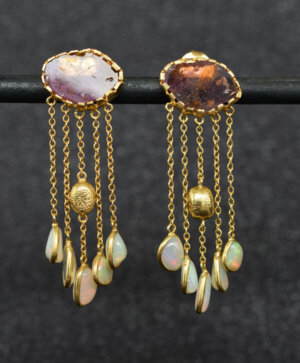 Tourmaline & Opal Earrings