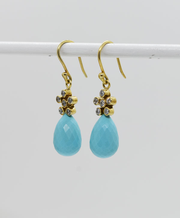Gold Plated Turquoise Earrings - Platear
