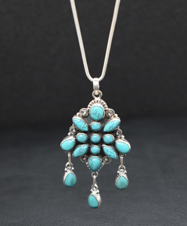 Kingman Turquoise Pendant - Natural Turquoise Bead Necklace | Burton's –  Burton's Gems and Opals