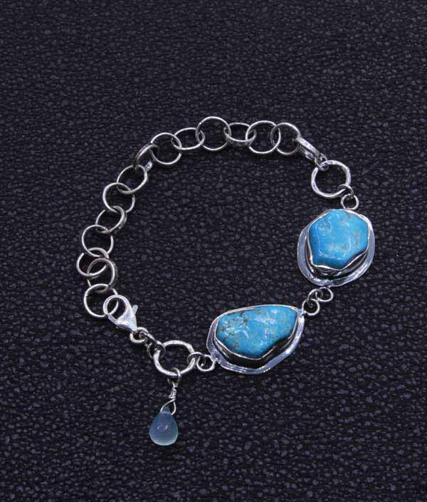Arizona Sleeping Beauty Turquoise & Natural Zircon Bracelet (Size - 7.5) in  Platinum Overlay Sterling Silver 14.48 Ct, Silver Wt. 16.97 Gms - 7559660 -  TJC