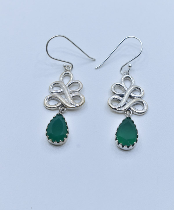 Green Onyx & Pattern In Silver - Platear