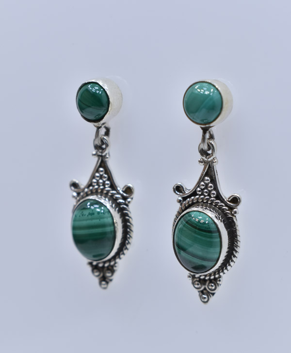 Malachite & Silver Earrings - Platear