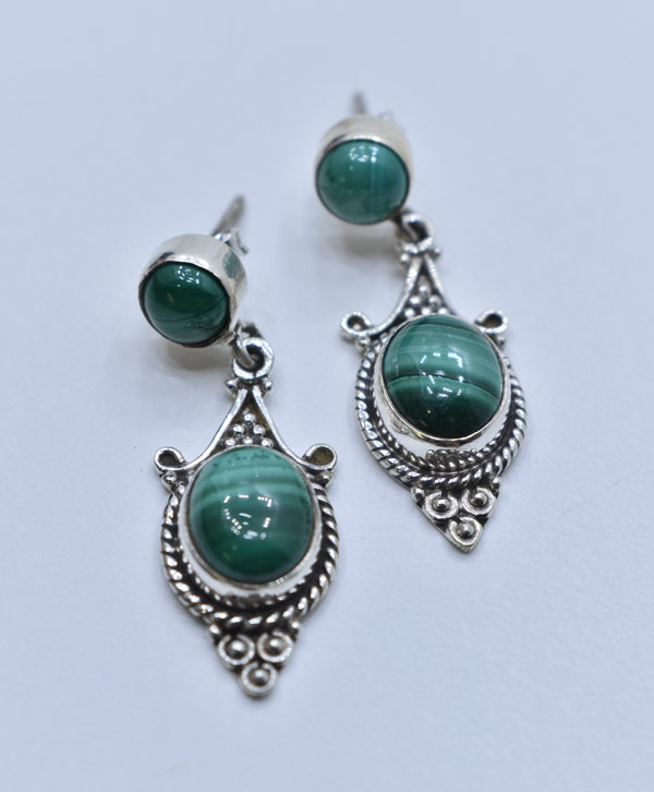 Malachite & Silver Earrings - Platear