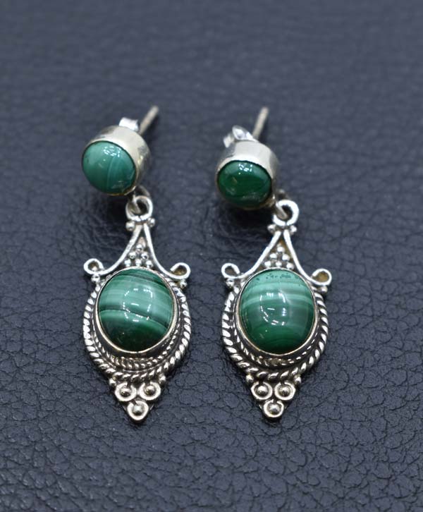 Malachite & Silver Earrings - Platear