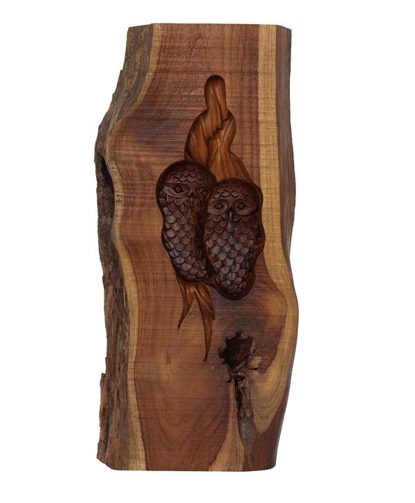 Intricately Hand Carved Owl Couple Art