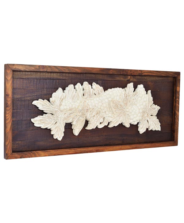 Hand Carved Grapes & Leaves Wall Art