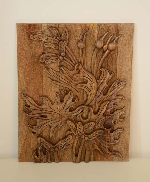 Incricately Hand Carved Leaves & Buds Wall Art