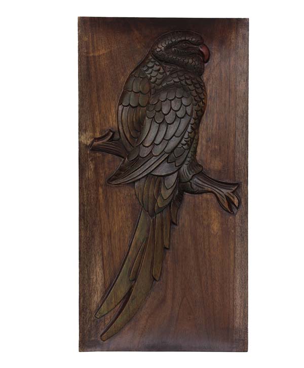 Intricately Hand Carved Parrot Art