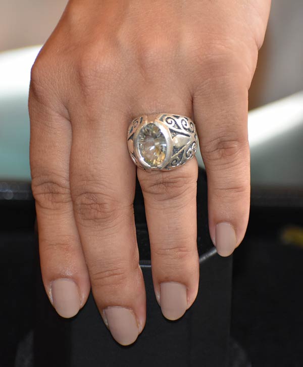 Green Amethyst & Silver Ring