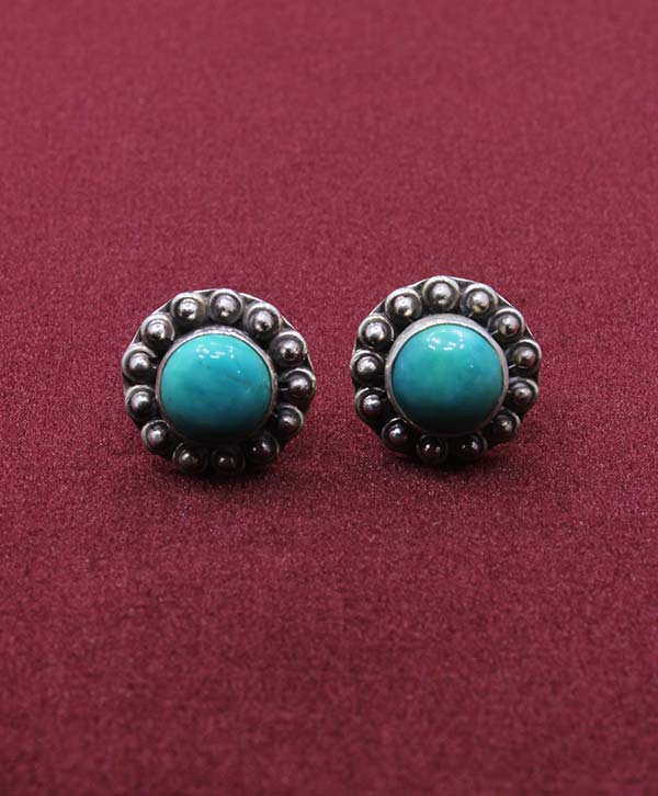 5mm Genuine Sleeping Beauty Turquoise Stud Earrings, Sterling Silver,  Authentic Indigenous New Mexico Tribe Handmade, Nickel Free - Walmart.com