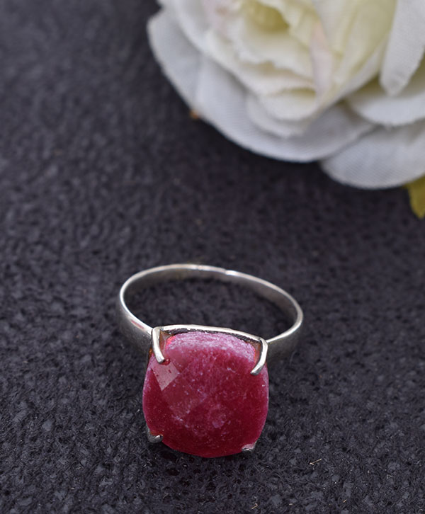 Ruby Sterling Silver Ring Pear Cut Stone