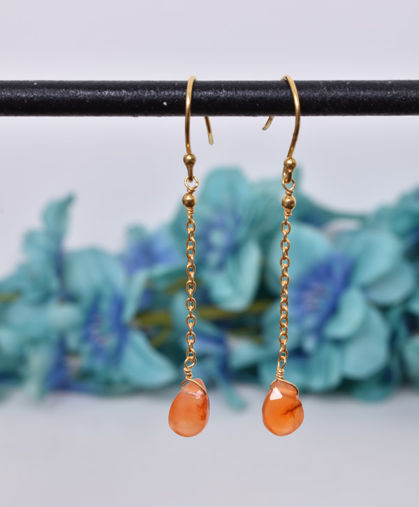 Gold Plated & Carnelian Stone Earrings