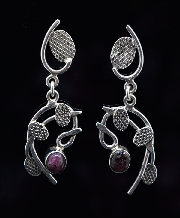 Tourmaline Stone Hanging Design Earrings - Platear