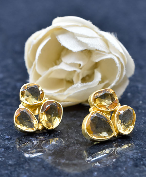 Citrine Stone Stud Earrings