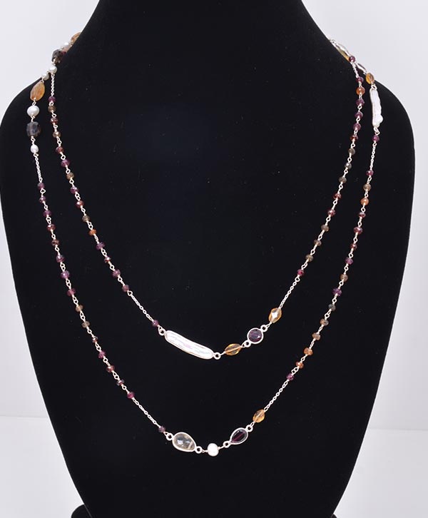 Multistone & Silver Modern Necklace - Platear