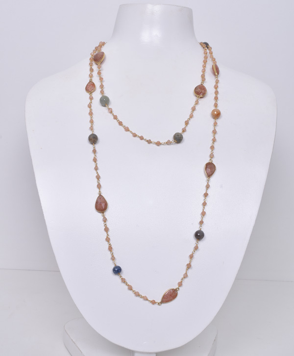 Gold Plated Multi Stone Openable Necklace - Platear