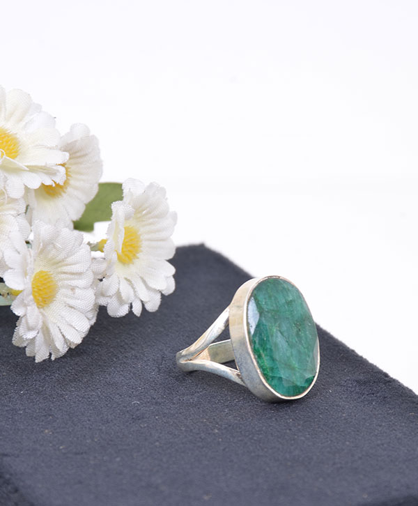 Natural Emerald Stone Ring Genuine Emerald Ring Elegant Sterling Silver 925  Ring | eBay