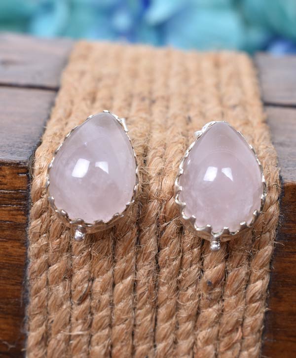 Rose Quartz Earring (RSQ-RDE-980.) | Rananjay Exports