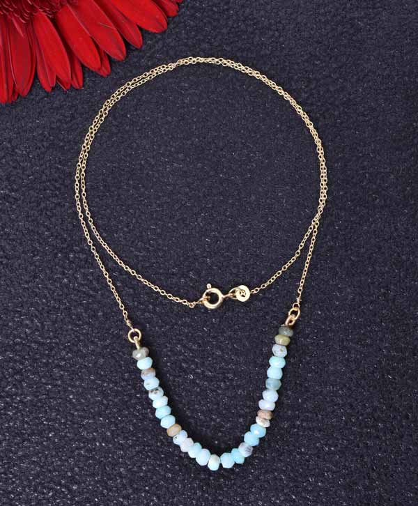 Peru Opal Gold Plated Modern Necklace - Platear