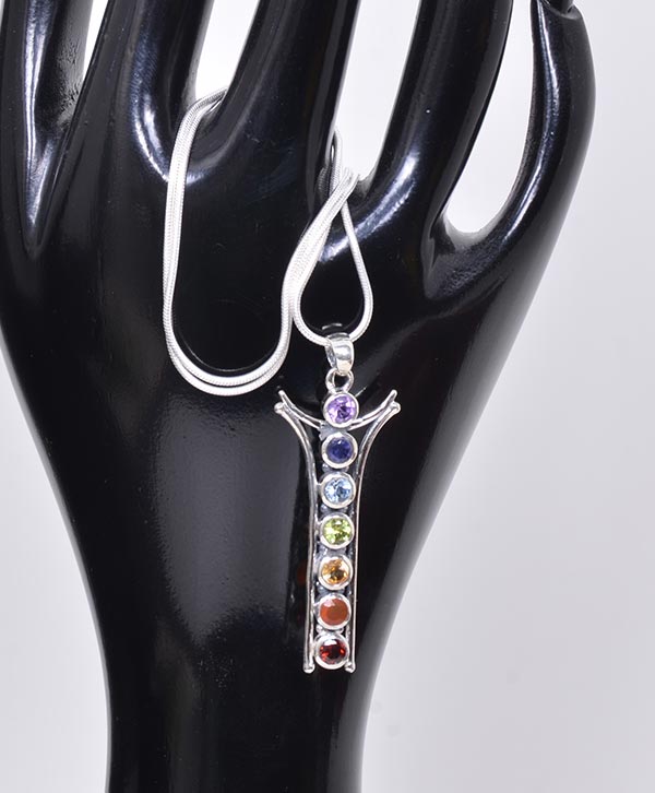 7 Chakra Crystal Sterling Silver Necklace 