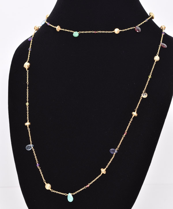 Multi Stone Modern Necklace - Platear